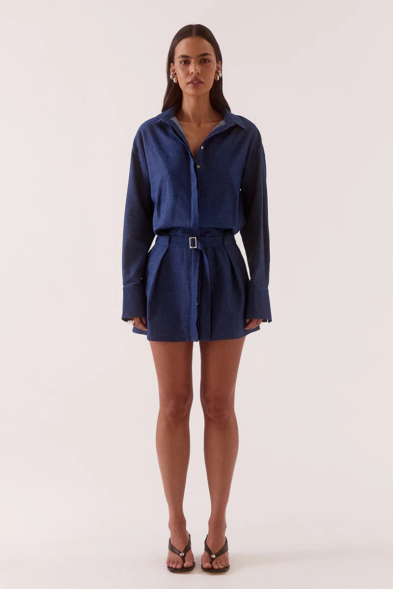 Quinn Shirt Dress - Mid Wash Blue