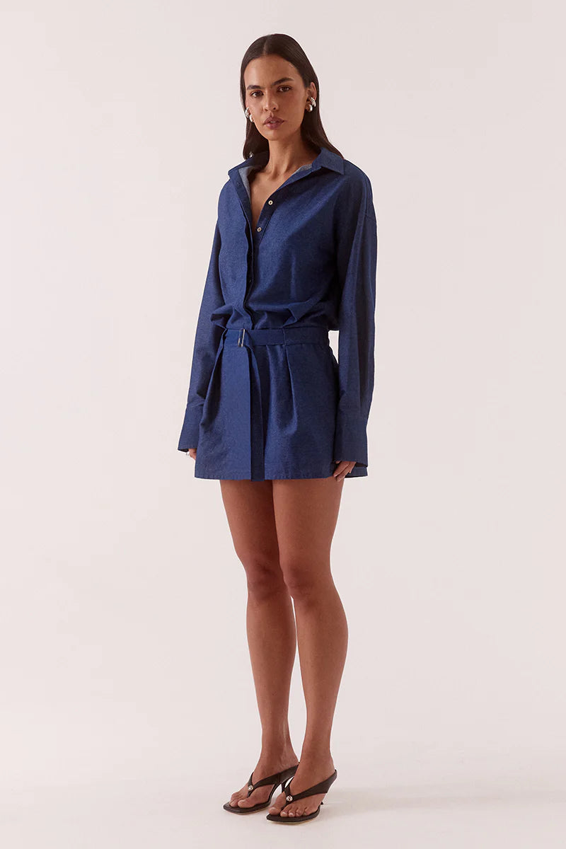 Quinn Shirt Dress - Mid Wash Blue