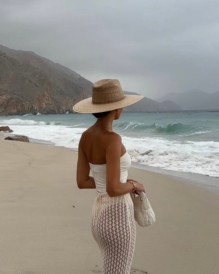 Palma Wide Fedora - Natural Straw