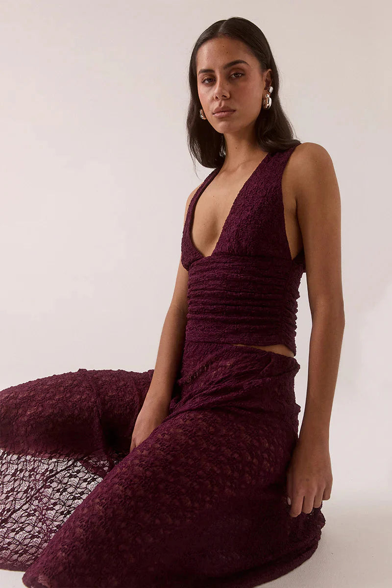 Aaila Lace Top - Plum