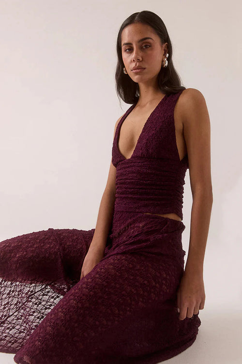 Aaila Lace Top - Plum