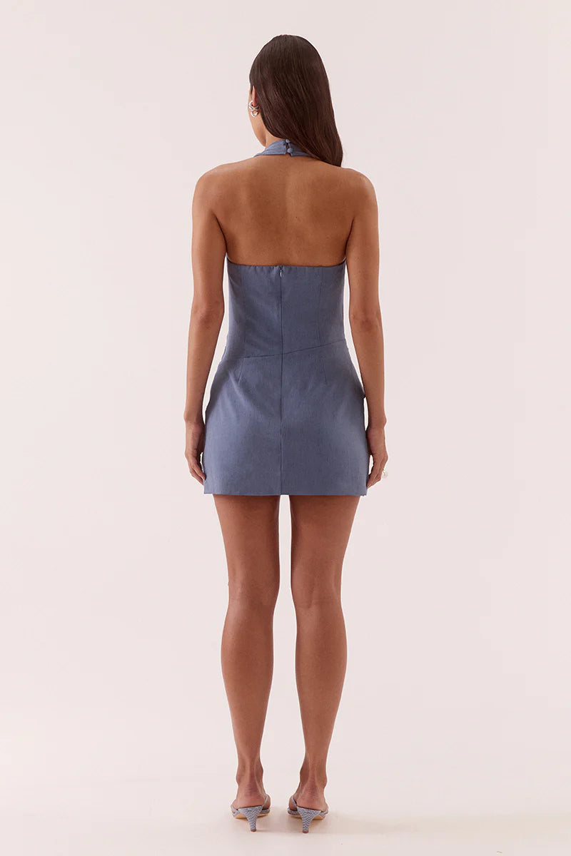 Deena Mini Dress - Sterling Blue