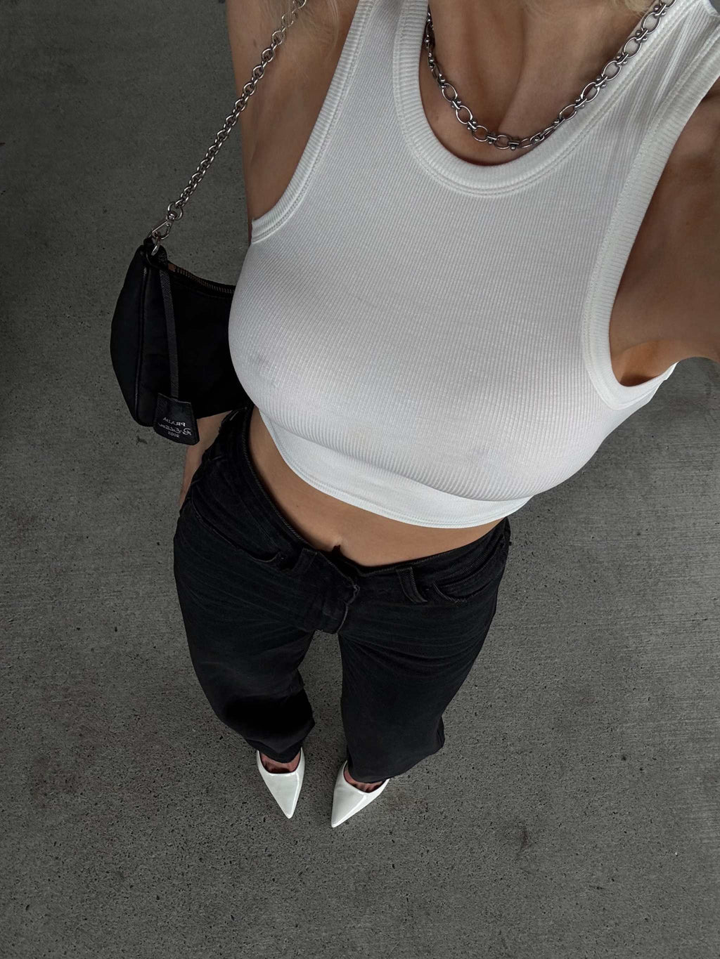 Marl Ribbed Tank - Snow