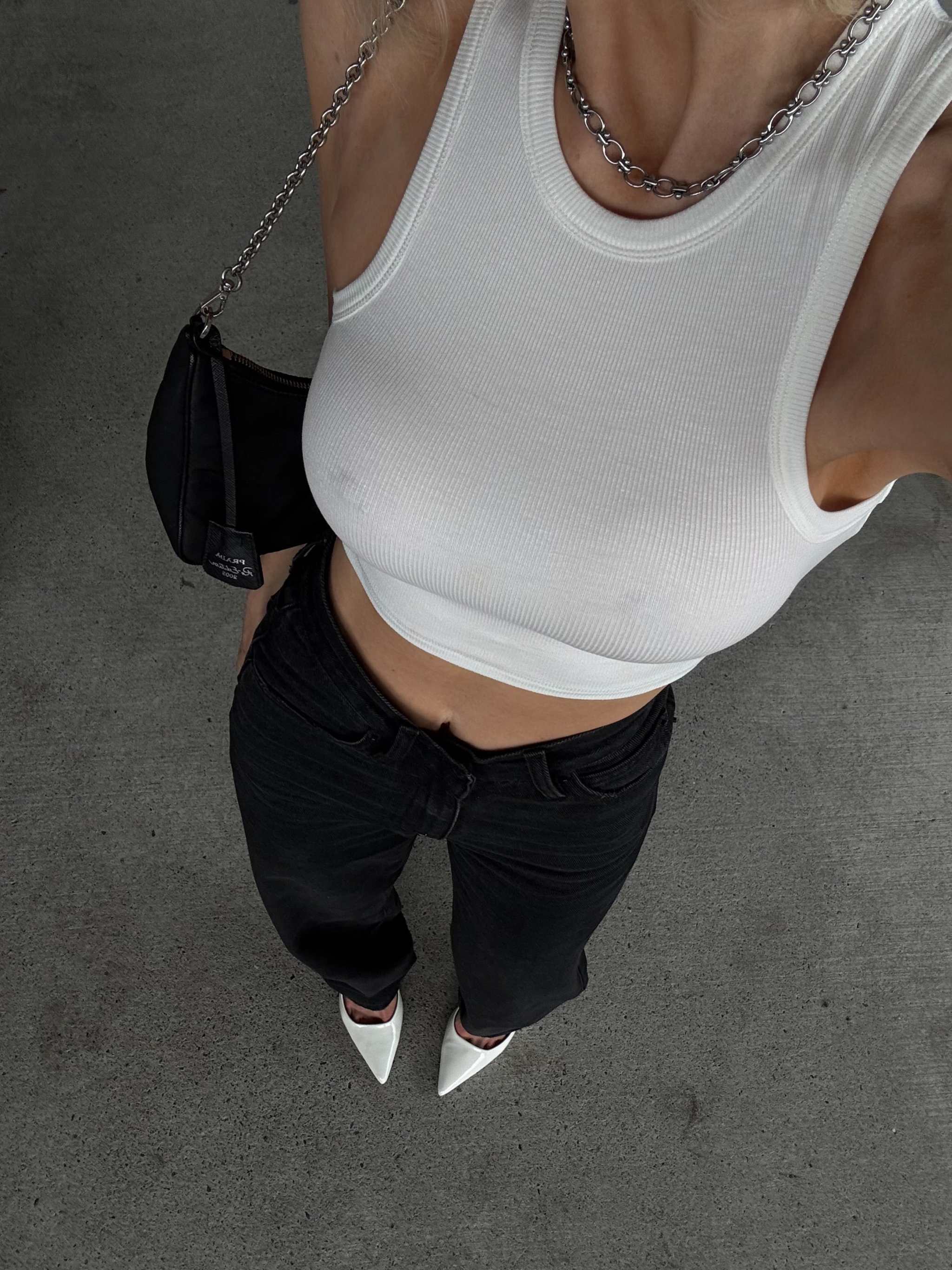 Marl Ribbed Tank - Snow