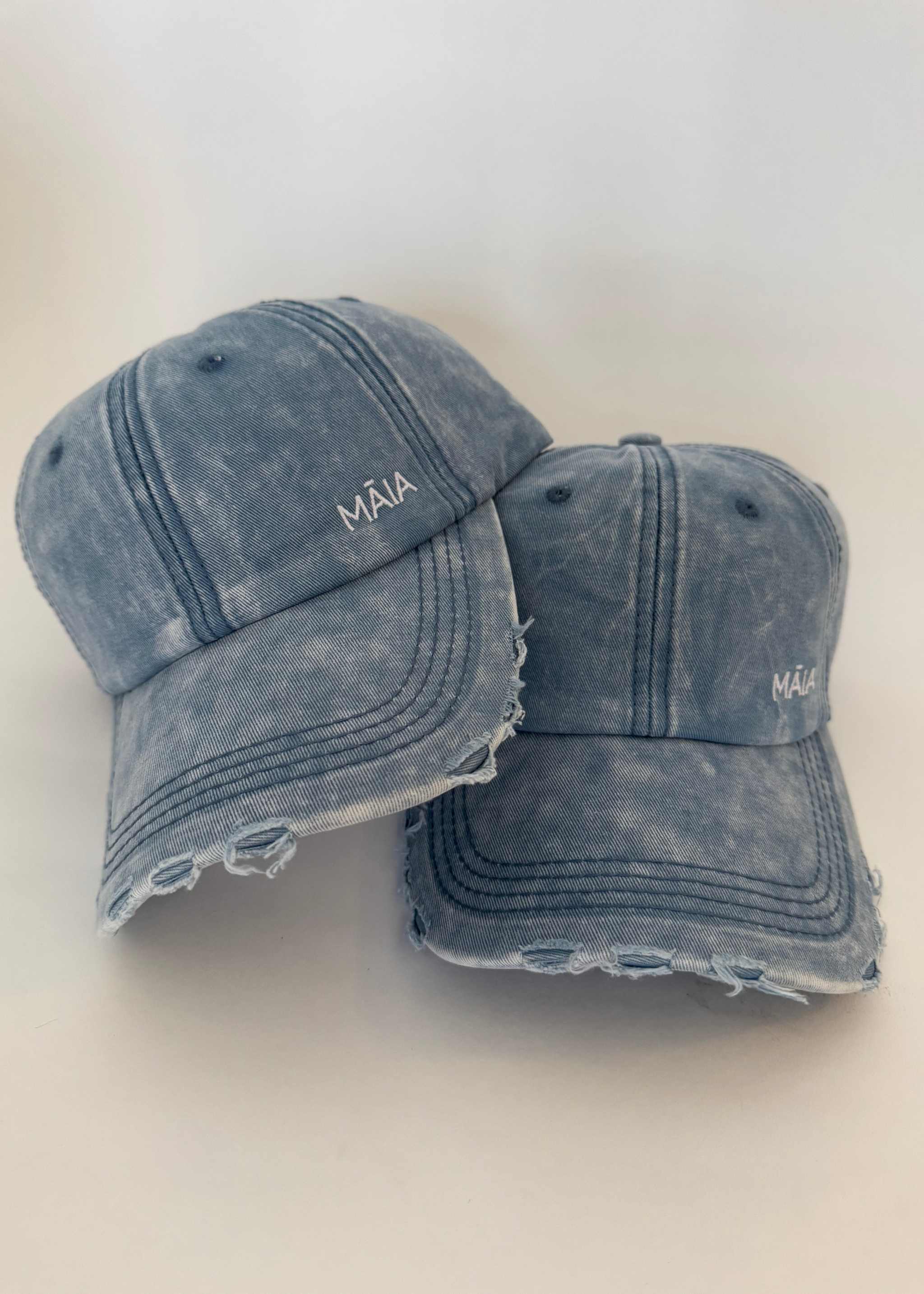 Essentials Denim Distressed Cap - Adjustable Hat