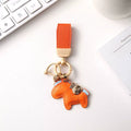 Leather Horse Keyring - Tangerine