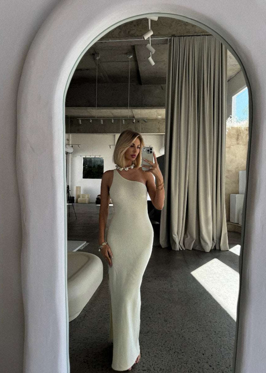 Capri Maxi Dress - One Shoulder Soft Knit Maxi Dress