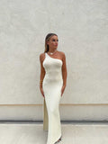 Capri Maxi Dress - One Shoulder Soft Knit Maxi Dress