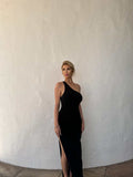 Capri Maxi Dress - One Shoulder Soft Knit Maxi Dress