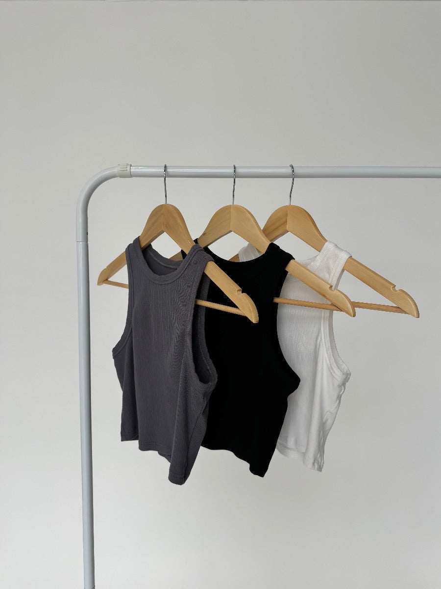 Marl Ribbed Tank - Storm