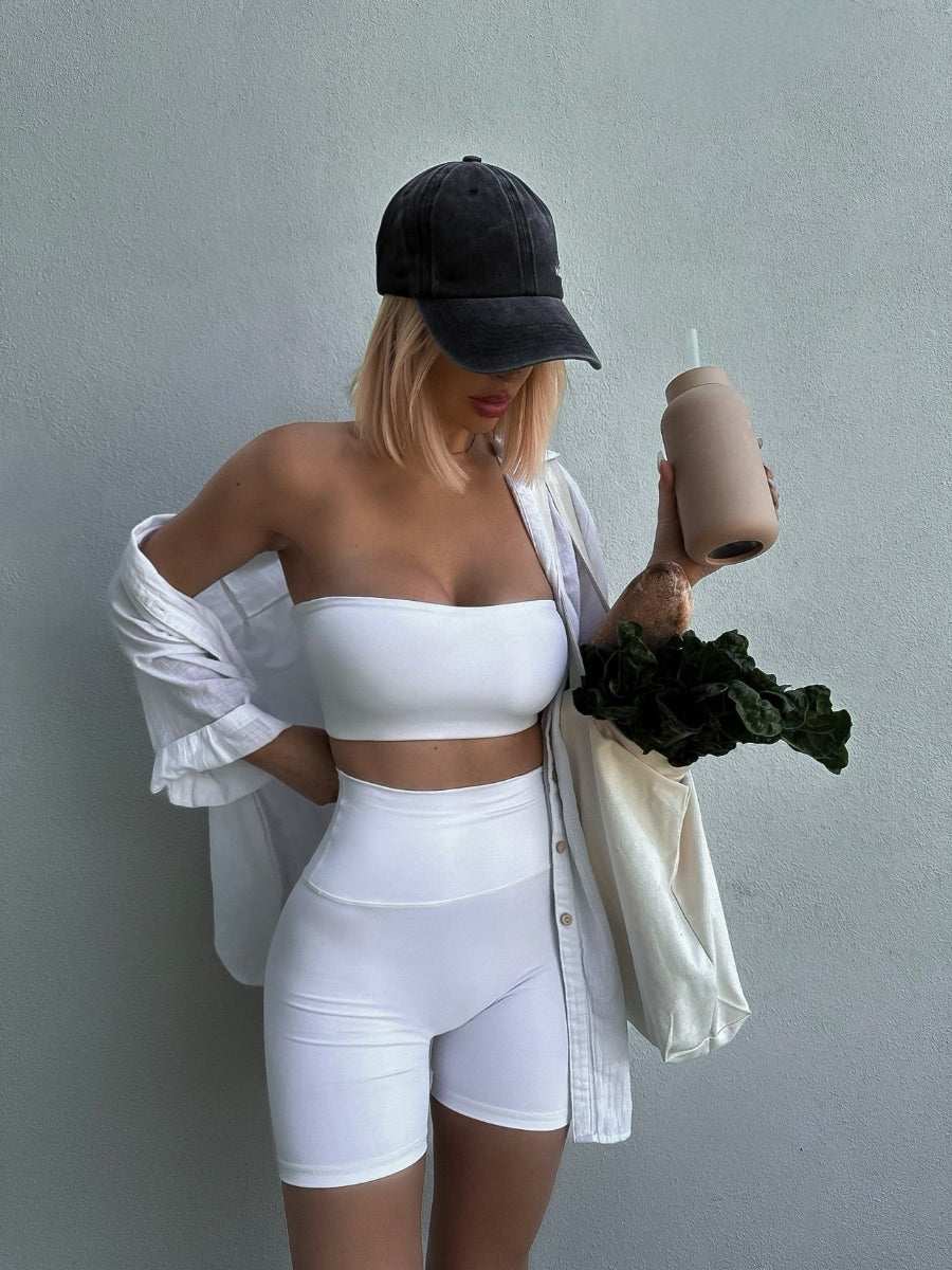 Amara Strapless Crop - Soft, Stretchy Bandeau Top in White