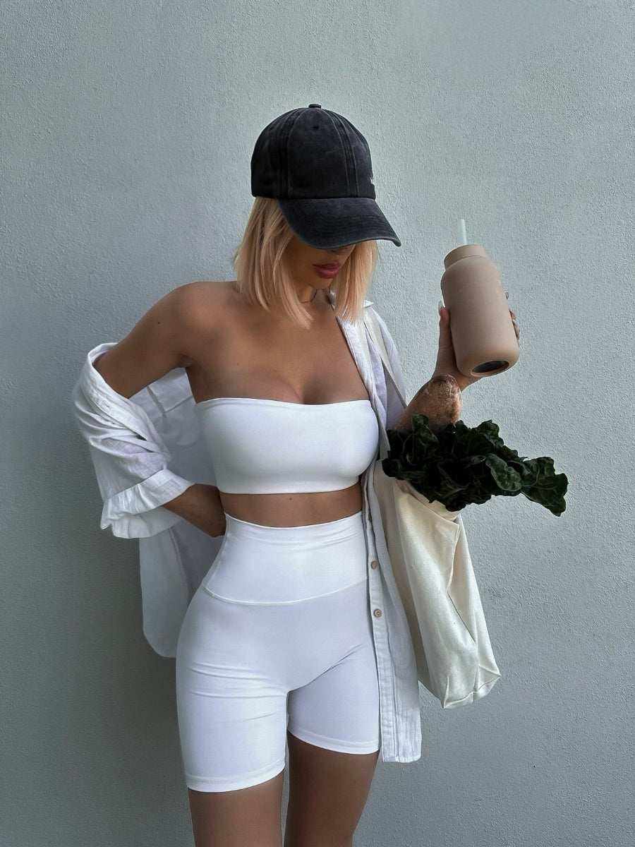 Mira Essential Shorts - High-Rise Form-Hugging Cycling Shorts White