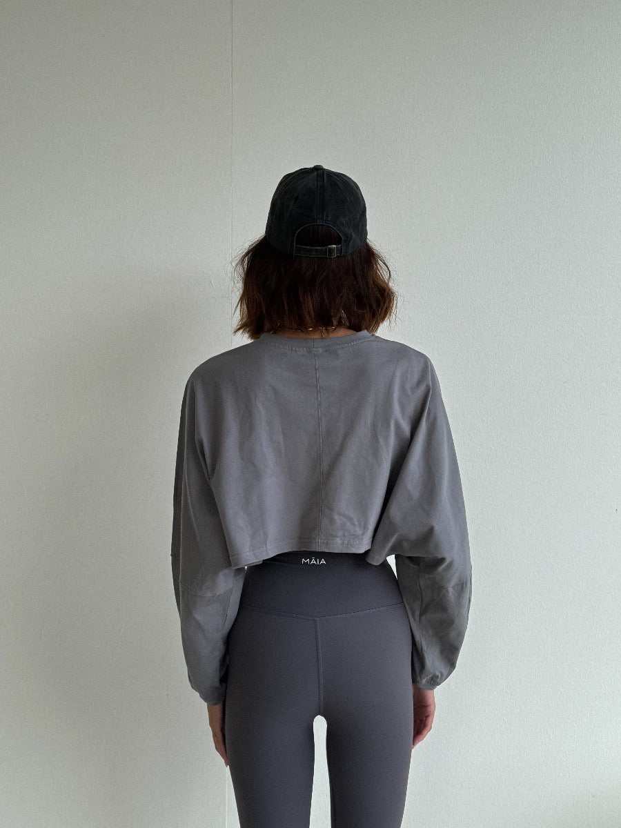 Nyla Crop Long Sleeve Top - Storm