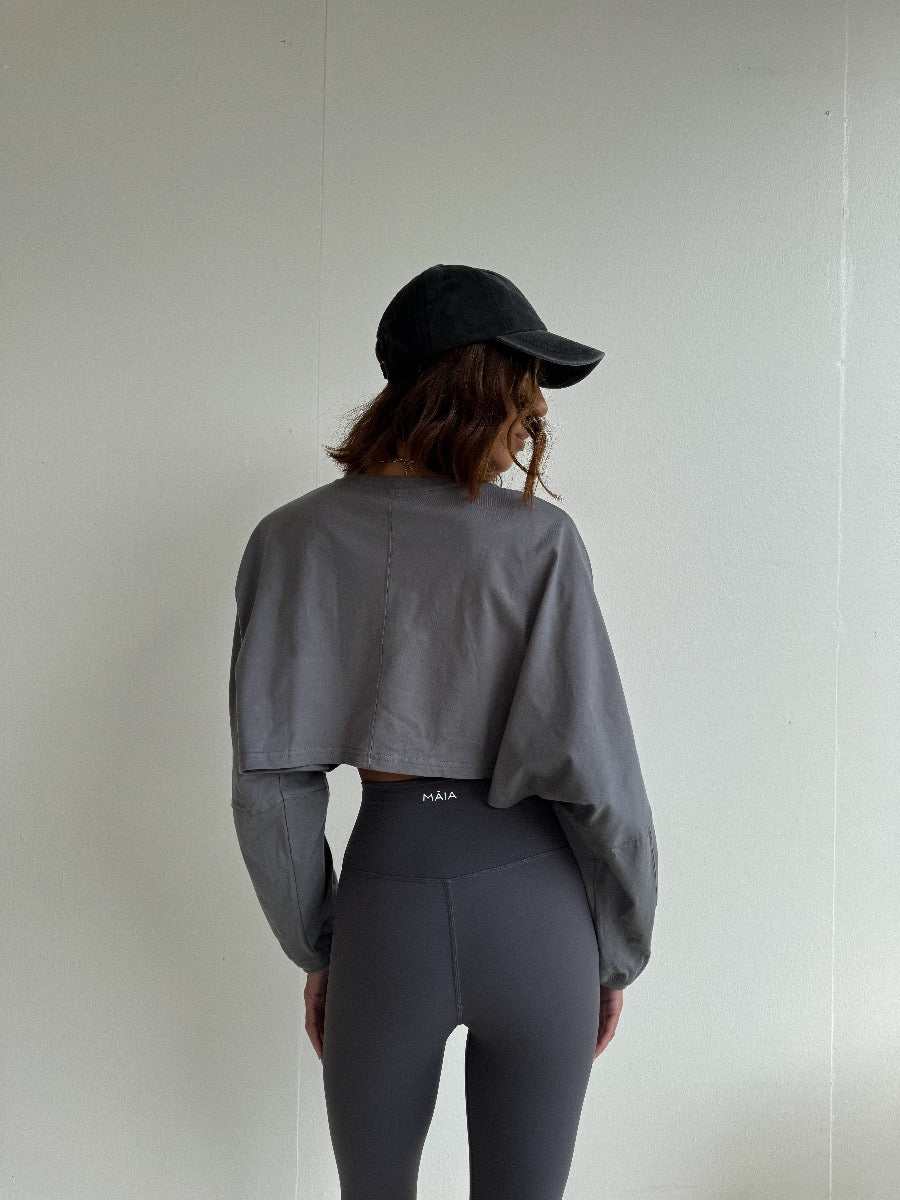 Nyla Crop Long Sleeve Top - Storm