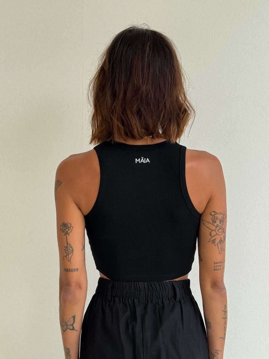 Marl Ribbed Tank - Comfortable Stretchy Crop Tank in Storm