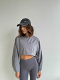 Nyla Crop Long Sleeve Top - Storm