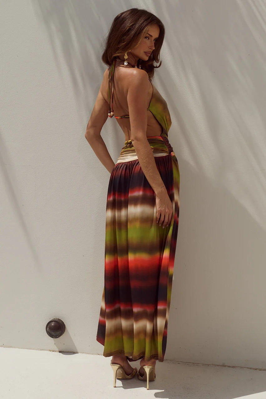 Simona Plunge Cowl Maxi Dress - Anabell Red