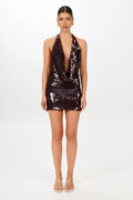 Noa Mini Sequin Dress - Chocolate
