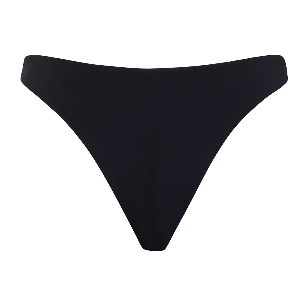 Black Low Rise Bikini Bottoms Medium Coverage | Myra Swim