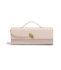Ebony Woven Clutch in Milkshake with gold hardware – Solana Design