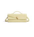 Ebony Woven Clutch in Butter with gold hardware – Solana Design