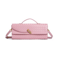 Ebony Woven Clutch in Cherry Blossom Pink with gold hardware – Solana Design