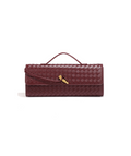 Ebony Woven Clutch in Burgundy with gold hardware – Solana Design