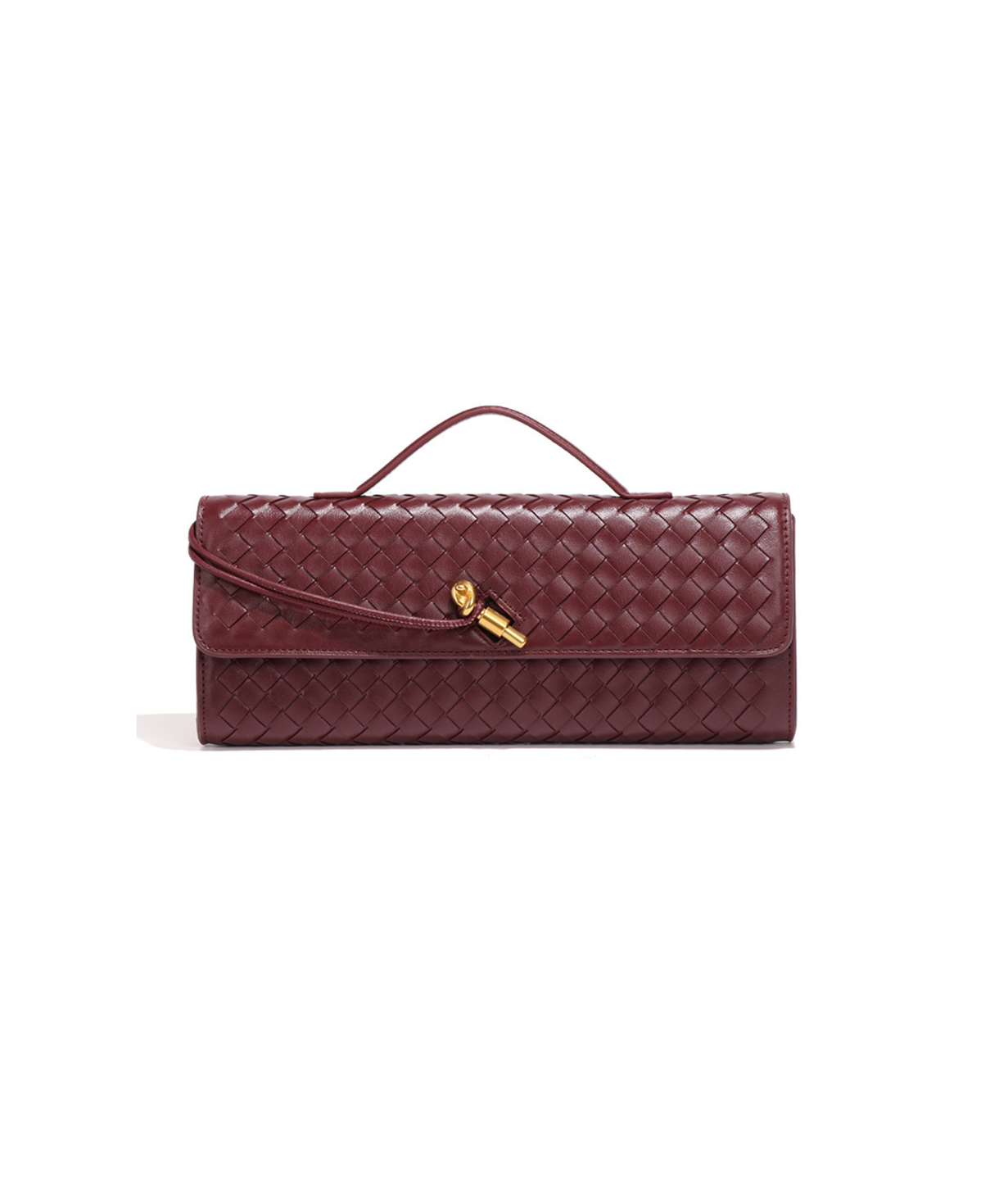 Ebony Woven Clutch in Burgundy with gold hardware – Solana Design