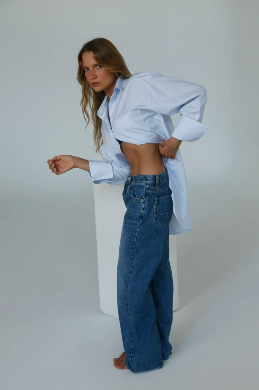 Hendrix Long Sleeve Shirt - Blue Stripe