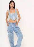 Distressed Zip Corset