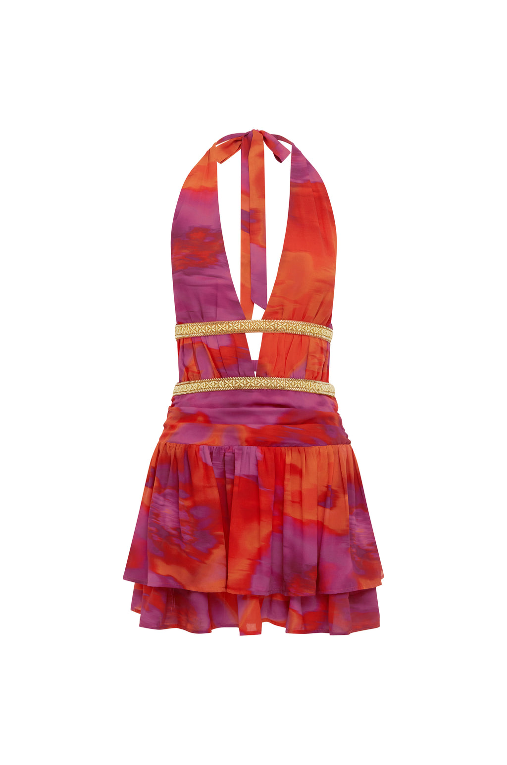 Xylia Low Plunge Mini Dress - Suri Orange