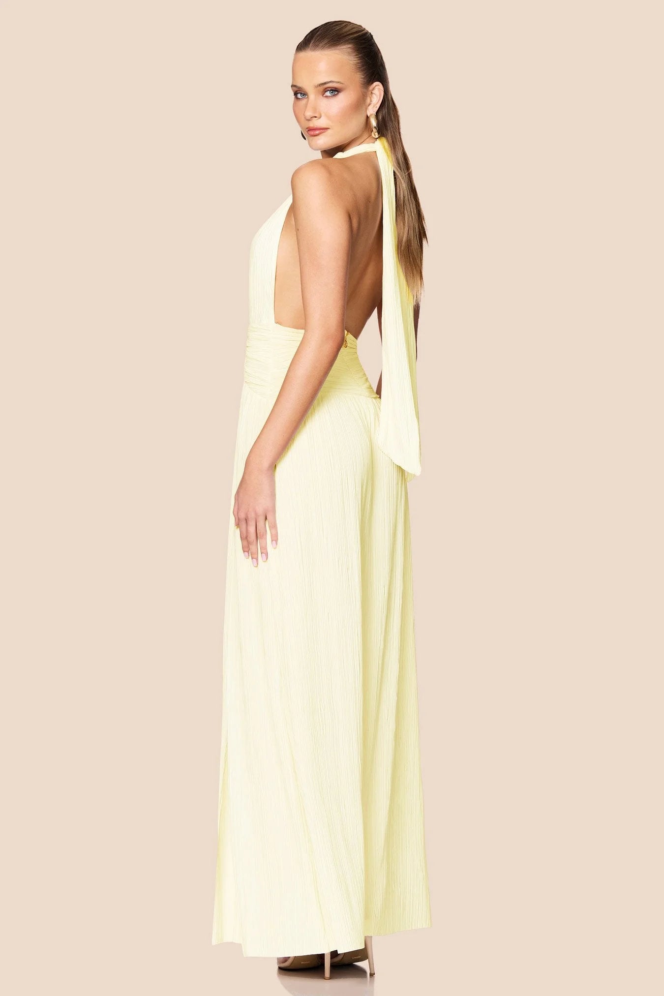 Desiree Halter Gown - Lemon