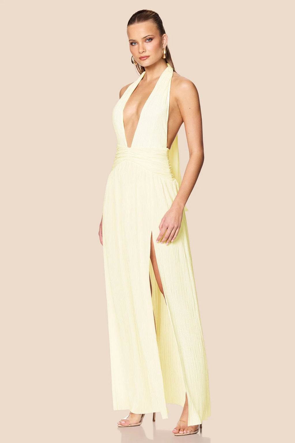 Desiree Halter Gown - Lemon