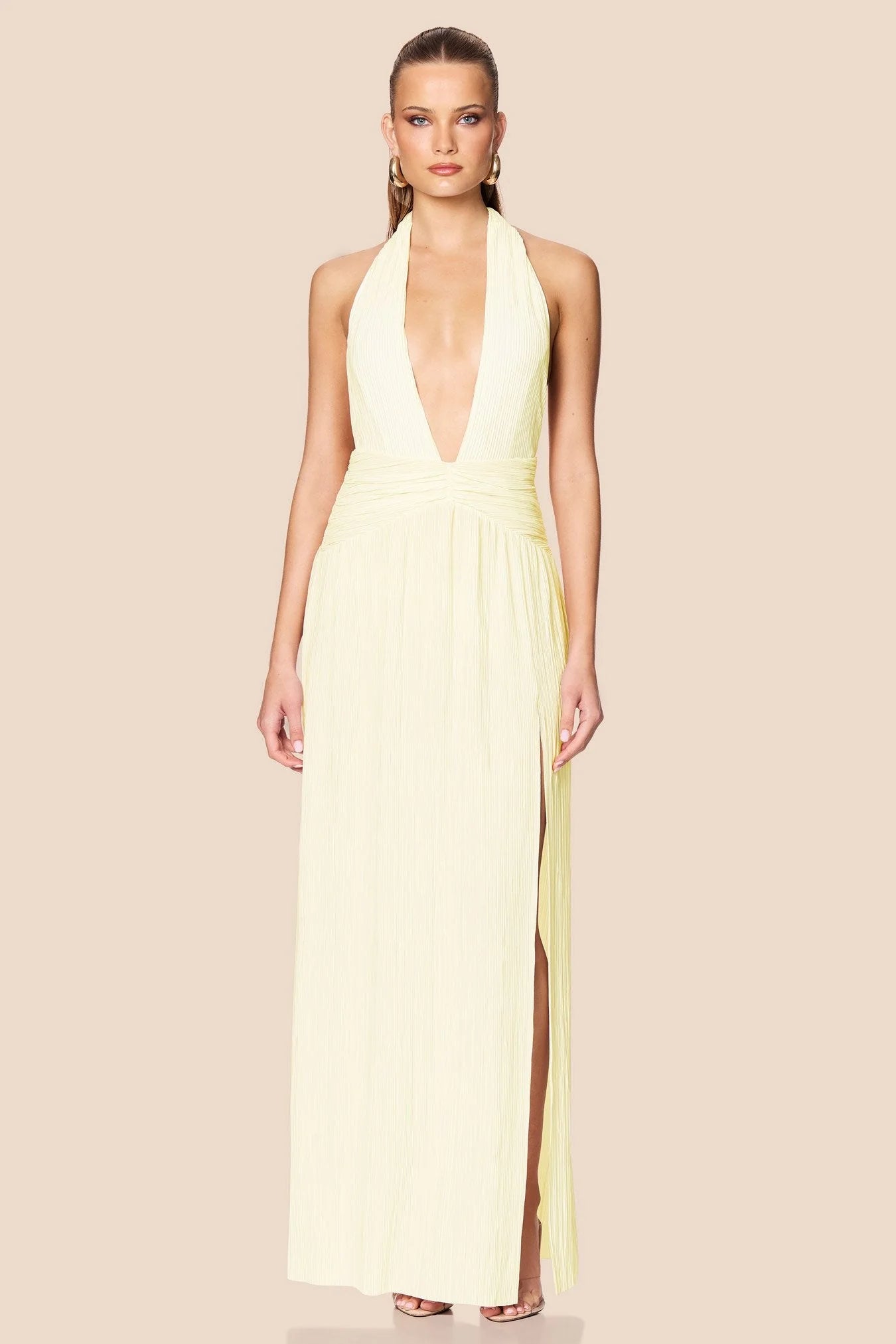 Desiree Halter Gown - Lemon