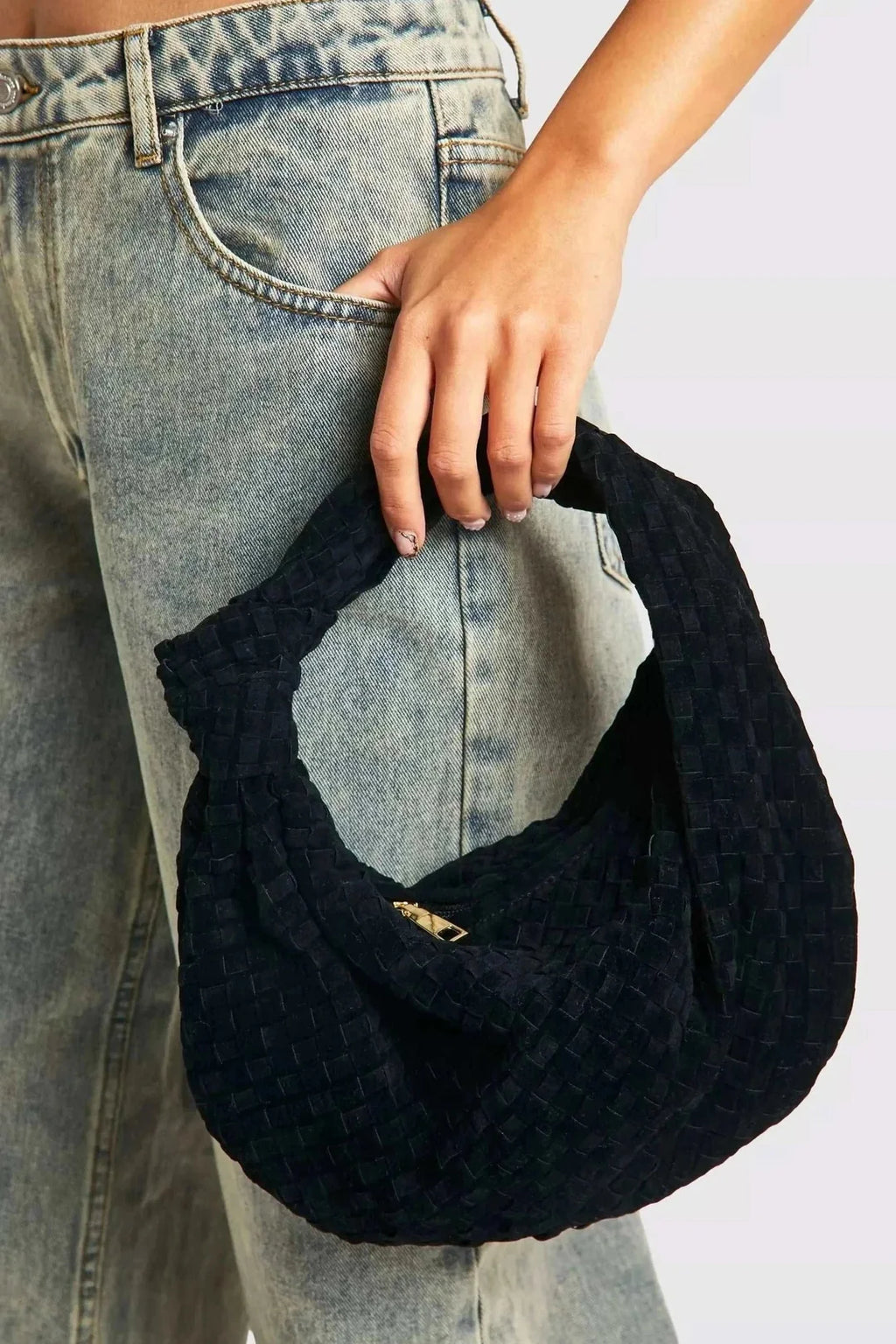 Amora Suede Handbag - Onyx