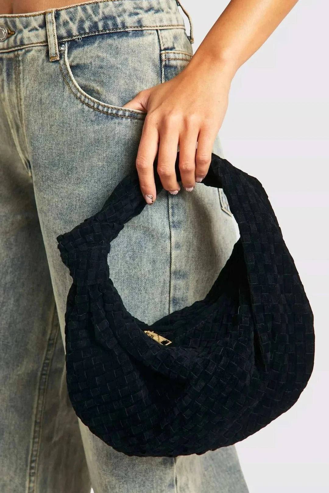 Amora Suede Handbag - Onyx