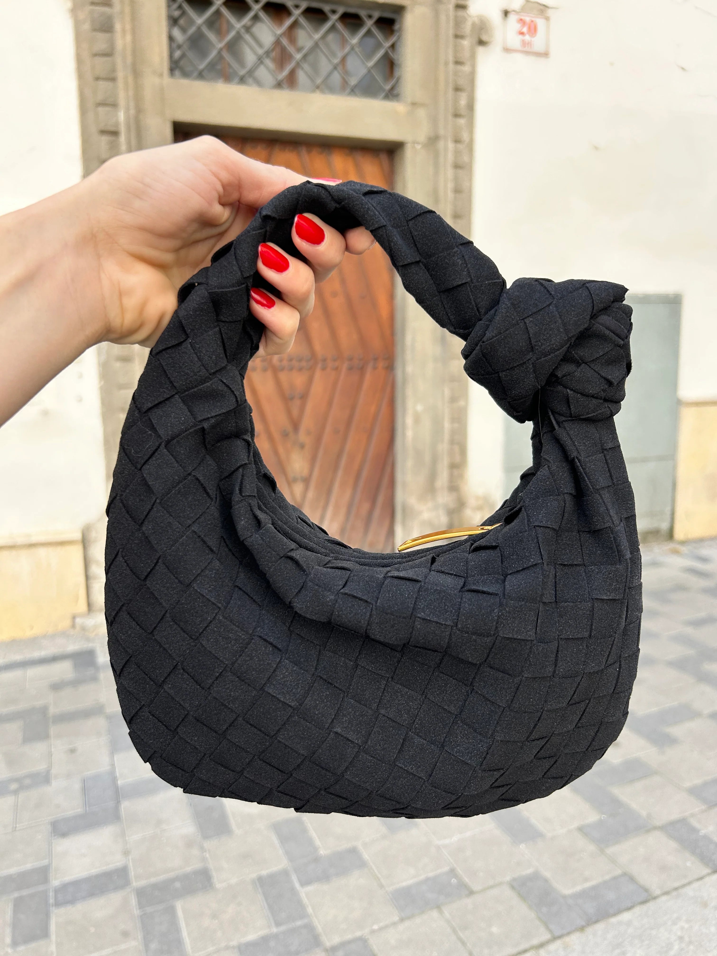 Amora Suede Handbag - Onyx